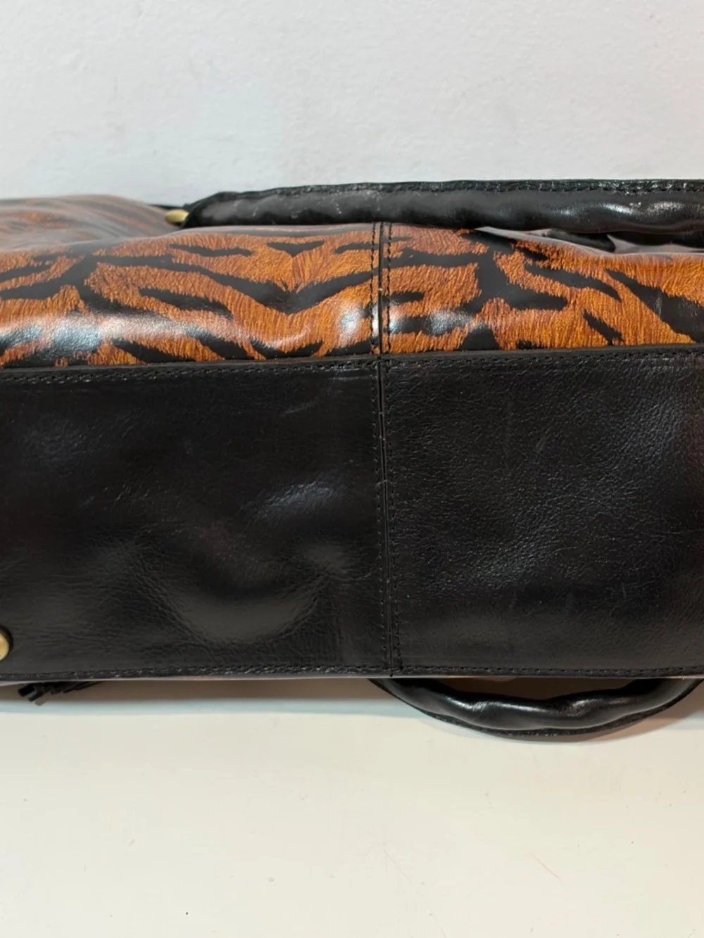 Patricia Nash Leather Primrose Satchel Handbag Tiger Print Purse Bag NEW